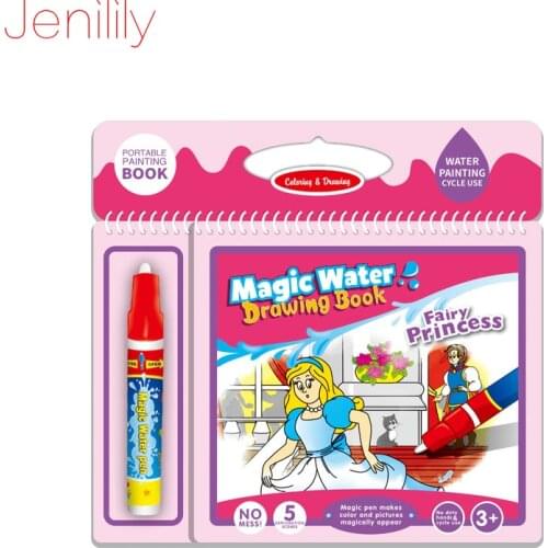 Jenilily Water Drawing Book with 1 Magic Pen Water Painting Princesses-Themed Board Toy Doodle Book Gift for Child JN2325-1