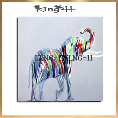 Pure hand-painted Oil Paintings Rhino Animal Knife painting childrens Room Bedroom Modern Minimalist Decorative Painting Murals