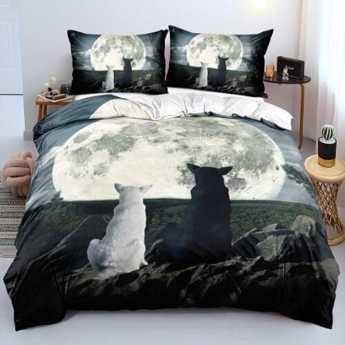 Duvet Cover Sets Wolves Europe Size,USA Size Digital Printing Comforter Covers Bed Linen 3pcs Bedding Set White 150x200cm Full