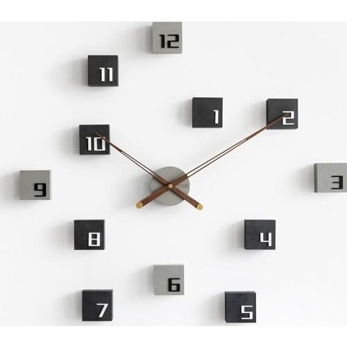 Nordic Creative Diy Wall Clock Wood Living Room Silent Self Adhesive Wall Clock Sticker Wall Decoration Watch Background Gift
