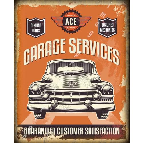ACE GARAGE SERVICES METAL TIN SIGN POSTER WALL PLAQUE