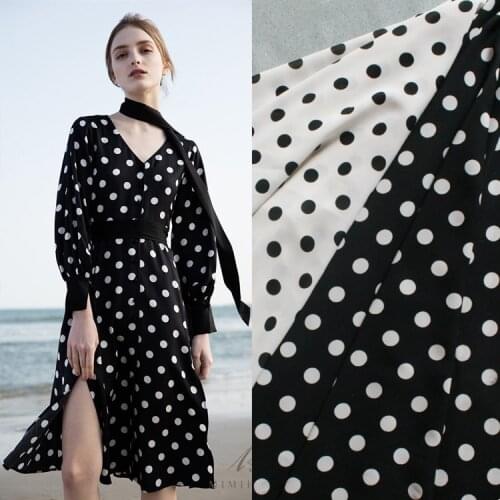 Fashion Polka Dot 1.8cm Dot Printing Ice Silk Linen Fabric Dress Pants Shirt Women Fashion Handmade DIY Fabric