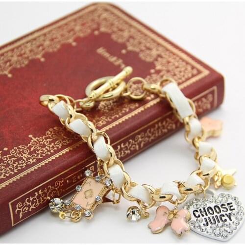Trendy Leather Bracelet, Lovely Flower G Poker A Star heart Bracelets for Women,Cute Girl Charm Braclet Pulseras Hombre