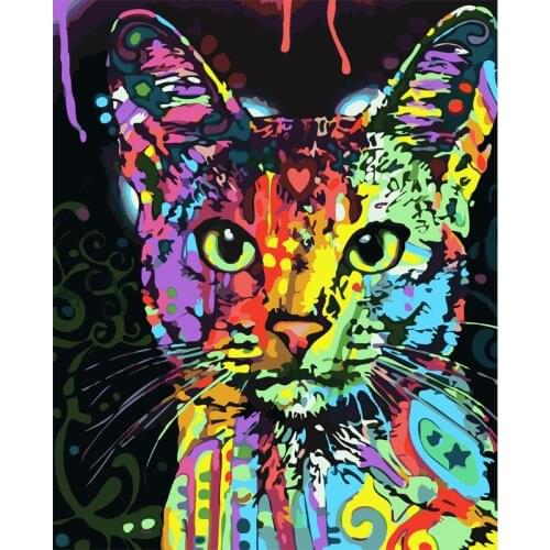 5D diy Diamond Painting Cross Stitch kits Abstract cat picture 3D diamond Embroidery Rhinestone Mosaic pattern home decor gift