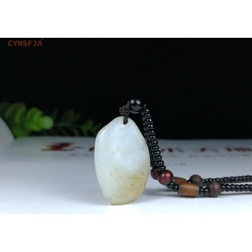 CYNSFJA New Rare Real Certified Natural Chinese Hetian Seed Jade Amulets Raw Stone Jade Pendant High Quality Best Birthday Gifts