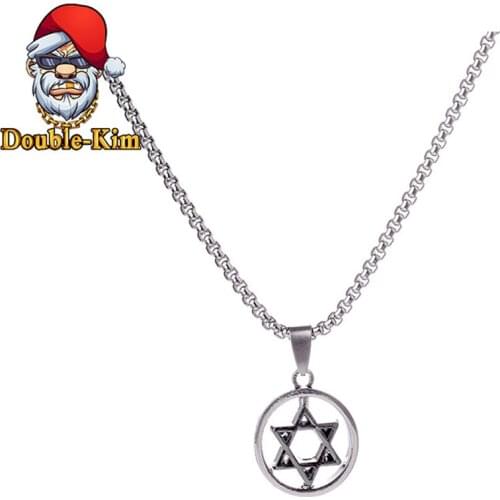 Six-pointed Star Pendant Necklace Men Hiphop Rock Street Culture Zinc Alloy Classic Chain Necklace Fashion Trendy Man Jewelry