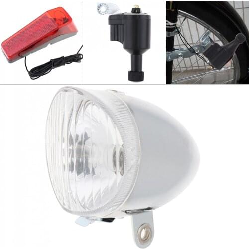 6V 3W White Bikes Bicycle Dynamo Lights LED Self-powered Front Light Headlight and Rear Light LED Lamp Set Safety for Bicycle