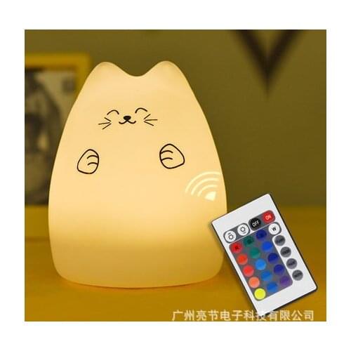 Rechargeable remote control pat silicone lamp, creative custom usb colorful water drop led bedside night light