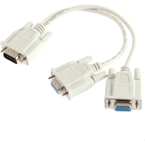 VGA to VGA 1 Male VGA to 2 Female VGA Splitter Cable 2 Way VGA SVGA Monitor Dual Video Graphic LCD TFT Y Splitter Cable