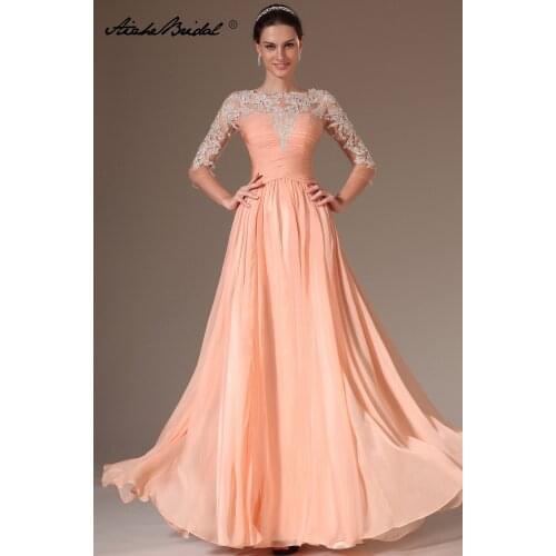 Real Photos Half Sleeve Long womens dress elegant party plus size 2018 new formal plus size Mother of the Bride Dresses