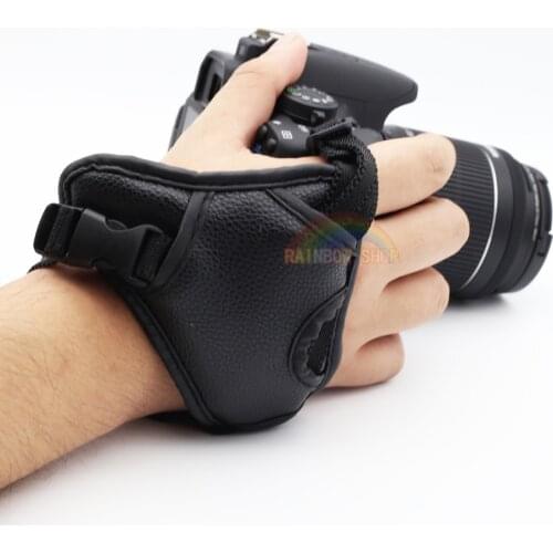 Genuine Leather Wrist Hand Strap Black Leather Camera Hand Strap Grip High Quality Triangular SLR/DSLR Camera Leather Soft Belt