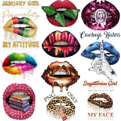 Diy Lips Iron On Transfer Anime Patch Heat Transfer Cute Cartoons Patch Iron On Transfer For Clothing Thermal Sticker On Clothes