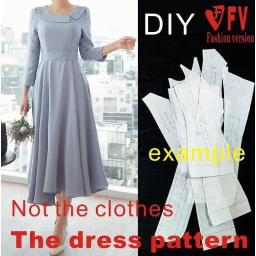 Pattern-making style womens mid-sleeve dress pattern design drawing 1:1 to make clothes BLQ-345
