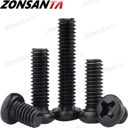 ZONSANTA M1.2 M1.4 M1.7 M2 M2.5 M3 M4 M5 M6 DIN7985 Black Carbon Steel Cross Recessed Pan Head machine Screw Phillips TV Bolts