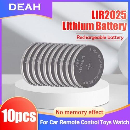 10PCS LIR2025 LIR 2025 3.6V Lithium Rechargeable Battery For Remote Key Computer Watch Thermometers Button Cell CR2025 ML2025