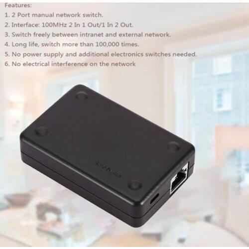 2 Port RJ45 Lan Network Switch Hub Computer Ethernet Internet Converter Adapter Mini Size Practical Network Switch