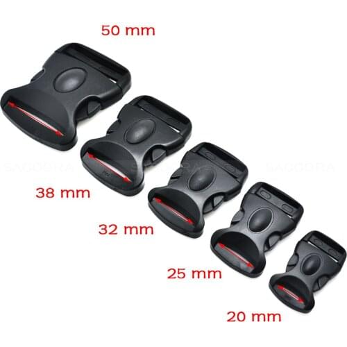 2pcs Plastic Side Release Buckles Dual Adjustable Belt Buckle Backpack Accessories Pet Collar Webbing Size 20mm-50mm