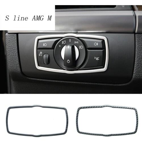 Car Styling Carbon fiber Headlight Switch Buttons decoration Covers Interior Sticker Trim for BMW X5 X6 E70 E71 Auto accessories
