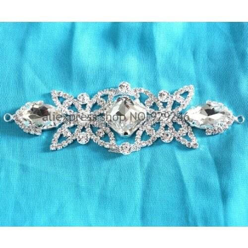 Free shipping 2pc 5*15.5cm square clear glass crystal rhinestone applique trimming DIY bracelet hairband garment hat decoration
