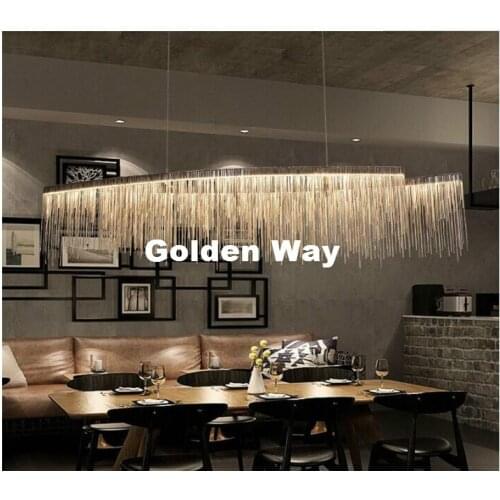 Free Shipping Modern Aluminum Chain Meteor Shower LED Pendant Light Restaurant Dining Room Silver Creative Hanging Pendant Lamp