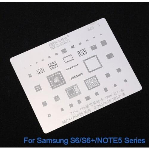 BGA Reballing Stencils Solder Template for Samsung S6/S6+/Note5/7420/CPU/G9200/9250/N9200 Planting Tin Net 0.12mm Thickness