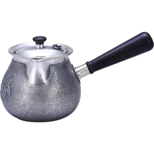 Teapot, kettle, hot water teapot, iron teapot, stainless steel kettle, tea bowl, 350ml capacity, handmade S999 sterling silver t