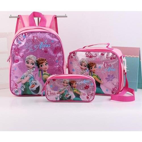 Disney Frozen Kids School Bag 3pcs/set Elsa Princess Backpack Spider-Man Kindergarten Cartoon Bag Toddler Kids Boys Schoolbags