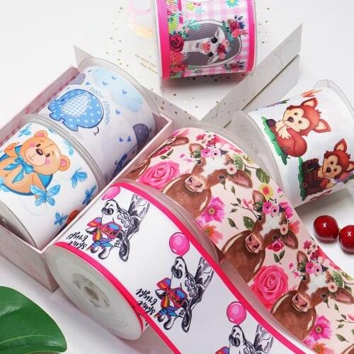 DIY Cartoon Animal Printed Grosgrain Ribbon For Craft Supplies Sewing Accessories 5 Yards, Planar Resins Mold 10 Pieces. 47731