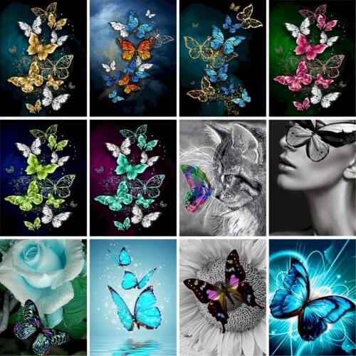 GATYZTORY Painting By Numbers Butterfly And Flower Oil Picture By Number HandPainted 60x75cm Frame Home Wall Decoration