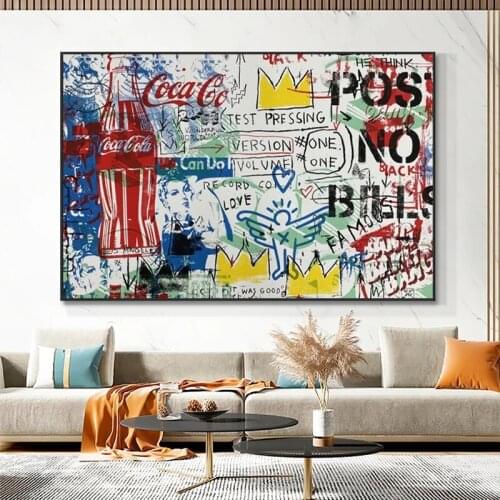 Graffiti Art Cola Bottle Canvas Posters and Prints Pop Street Art Sport Shoes Wall Pictures for Modern Home Living Room Decor