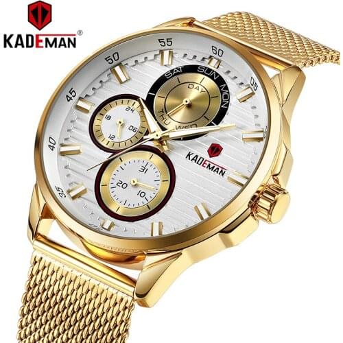 KADEMAN Luxury Men Watch Brand Casual Business Male Watch Full Steel Waterproof Week Sport Quartz Wrist Gift Relogio Masculino