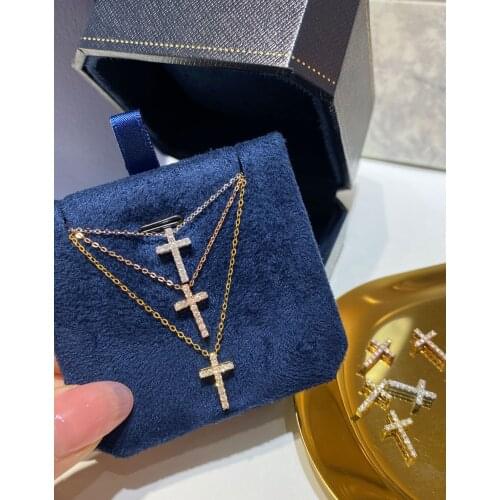 Pirmiana Classic Diamond Cross Necklace Pendant Elegant and Feminine Bling Jewelry Women