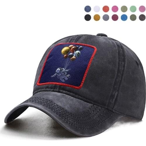 Astronaut Space Travel Planet Balloon Baseball Cap Dad Solid Trucker Snapback Bone Hat Harajuku Street Casquette Ponytail Caps