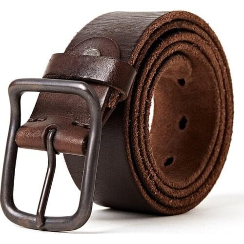 Italy Vegetable Leather Men Belt Cowskin Waistband Men Vintage Leather Strap Classice Pin Buckle Belt