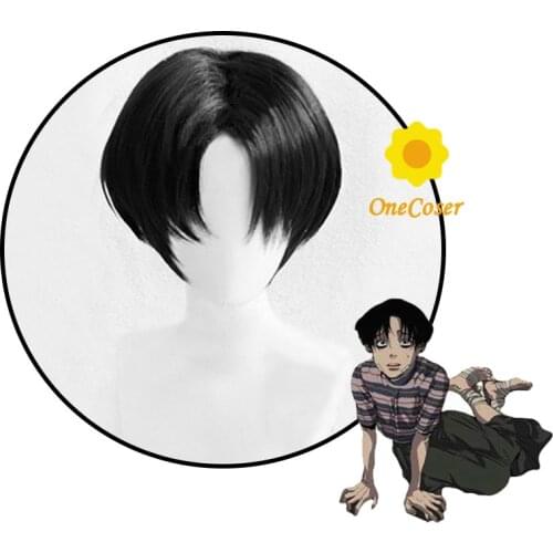 Manga Killing Stalking Yoon Bum Cosplay Black Short Wig Yoonbum Heat-resistant Fiber Hair + Wig Cap Halloween Party Role Play
