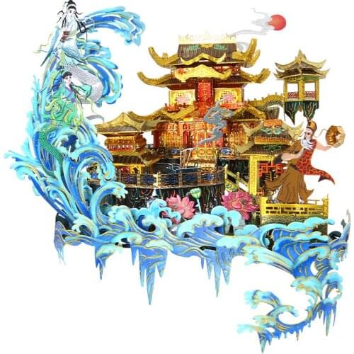 Picture Kingdom 3D Metal Puzzle The Flooding of Jinshan Temple building model KITS Gift jigsaw Toys For Children
