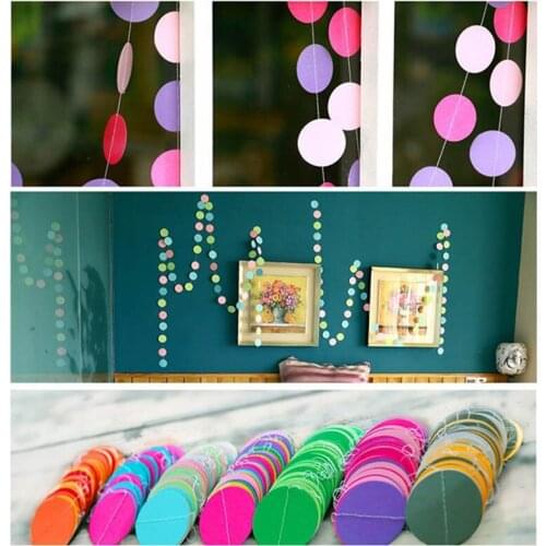 2pcs/lot 4M Length Cute Round Colorful Paper Garland Lahua Wedding Room Decoration Party Wall Deco Banner Hoom Colorful Curtain