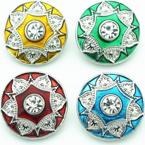 Fashion beauty Oil Flower pattern 18MM metal snap buttons fit DIY 18mm snap jewelry wholesale KZ3247