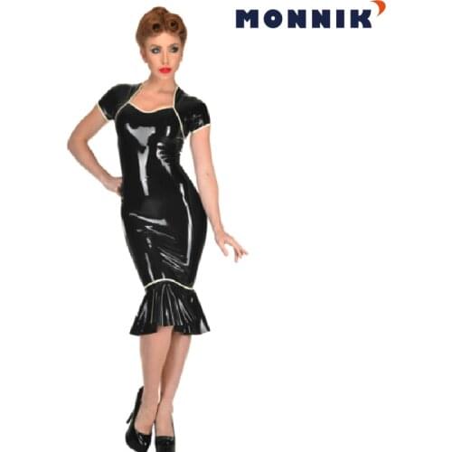MONNIK latex Sexy Latex Black Rubber Summer Dress Gummi 0.4mm for Club Wear