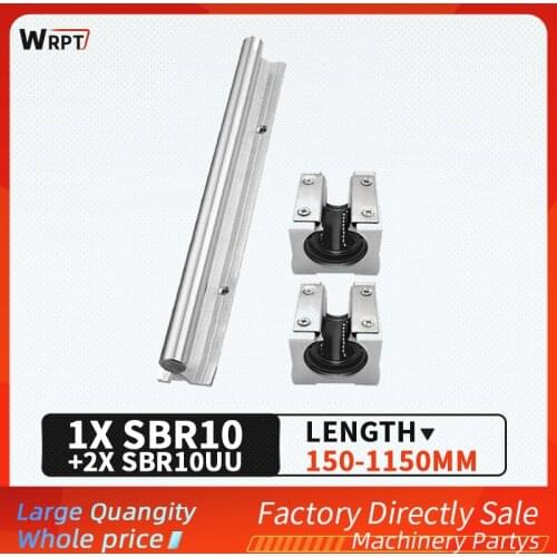 SBR10 guide rail bracket cylindrical linear sliding bearing slide rail 1/2 PCS slider set length = 150MM-1150MM