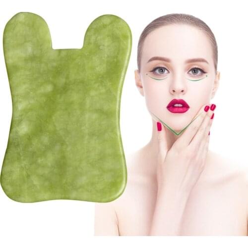Natural Green Jade Face Scraping Board Acupoint Meridians Muscle Relaxation Skin Lifting Wrinkles Nursing Massage