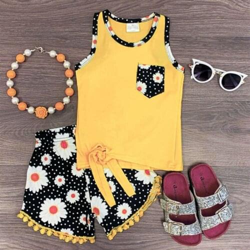 New Summer Toddler Kids Baby Girl 3 Pcs Set Floral Sleeveless Vest O-Neck Clothes Flower T-Shirt Top Short Pants Outfit Set
