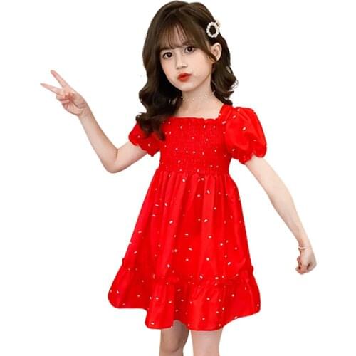 Girls Dress Dot Pattern Dress Girls Casual Style Children Dress Summer Girls Costumes Kids 6 8 10 12 14