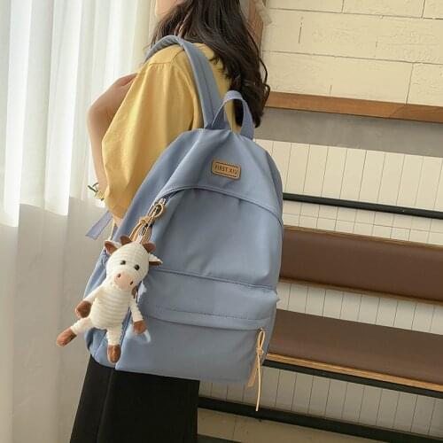 Simple Anti-Theft Back Pack Bags for Women 2021 Casual Waterproof Nylon Women Backpack High Quality School Bag Students Teenager