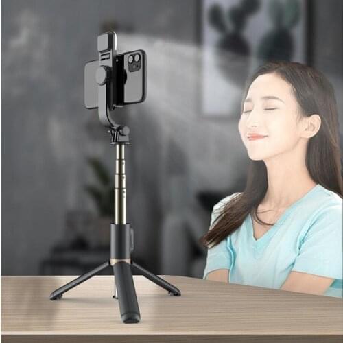 Q03S Bluetooth selfie stick expandable mini tripod with LED fill light and shutter remote control for Android IOS