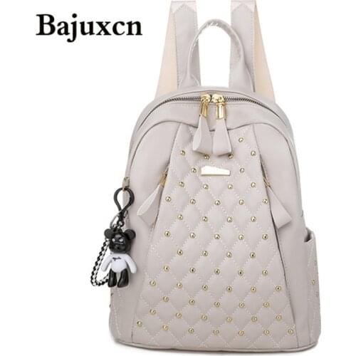 Luxury women backpack high quality leather Lozenge backpacks designer lady Rivets travel backpack shoulder bags school bags