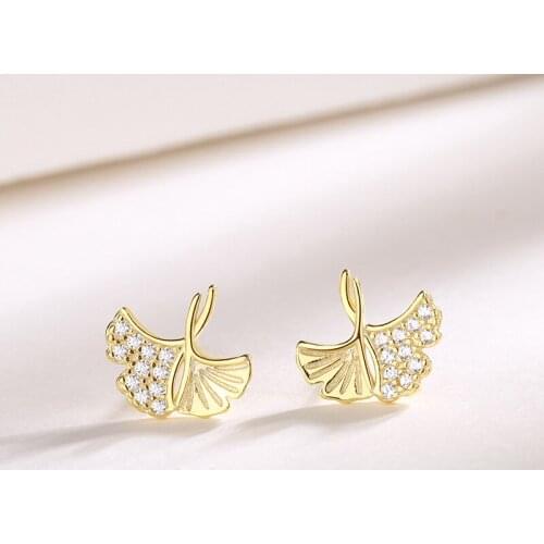 S925 Sterling Silver Stud Earrings for Women Sterling Silver 925 Almond Leaf Diamond Simple Earring Fine Jewelry Gifts kolczyki