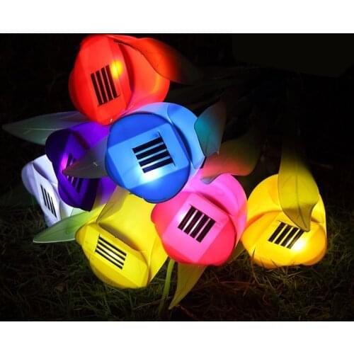 Solar Garden Lights Outdoor, Tulip Solar Flower Lights Solar LED Lawn Lamp Waterproof Solar Power Lights Landscape Lights