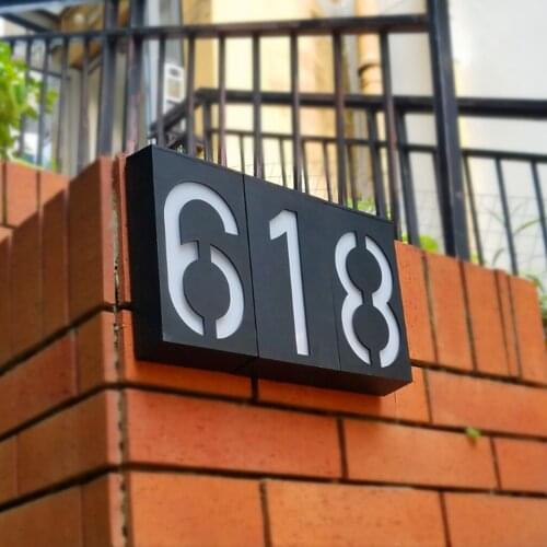 Solar Power LED Light Sign Mailbox Hotel House Number Door Address Digits Wall Mounted Porch Lights Plaque Number Digits Plate