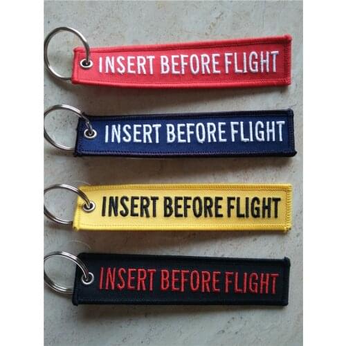 Insert Before Flight Fabric Key Chain Aviation Tag